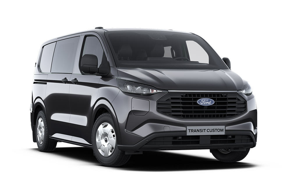 Tmavě šedý Ford Transit Custom DCiV Trend. 