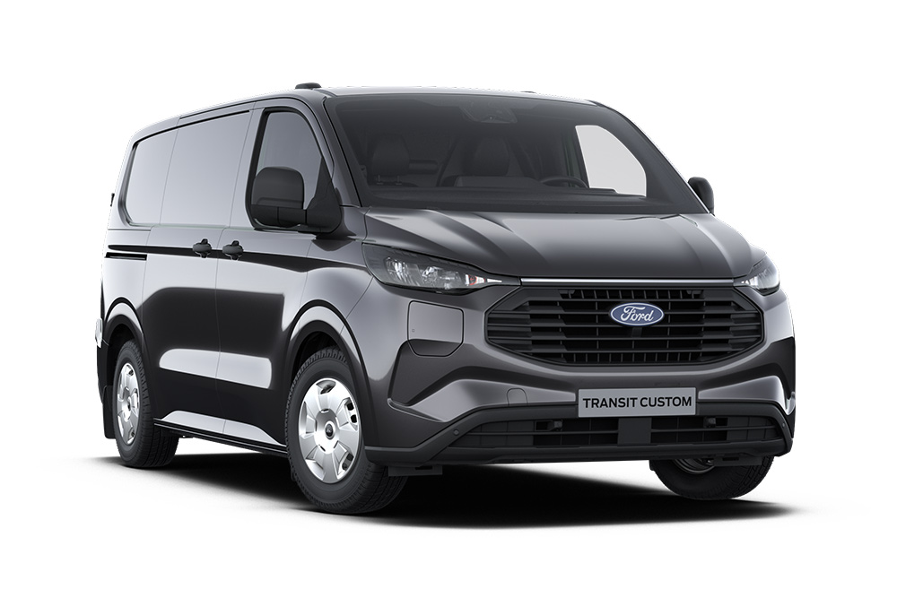Tmavě šedý Ford Transit Custom Trend PHEV.