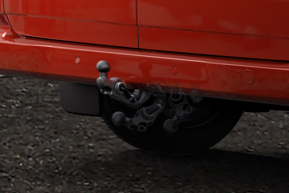 Detailní pohled na tažné zařízení modelu Ford Transit Connect